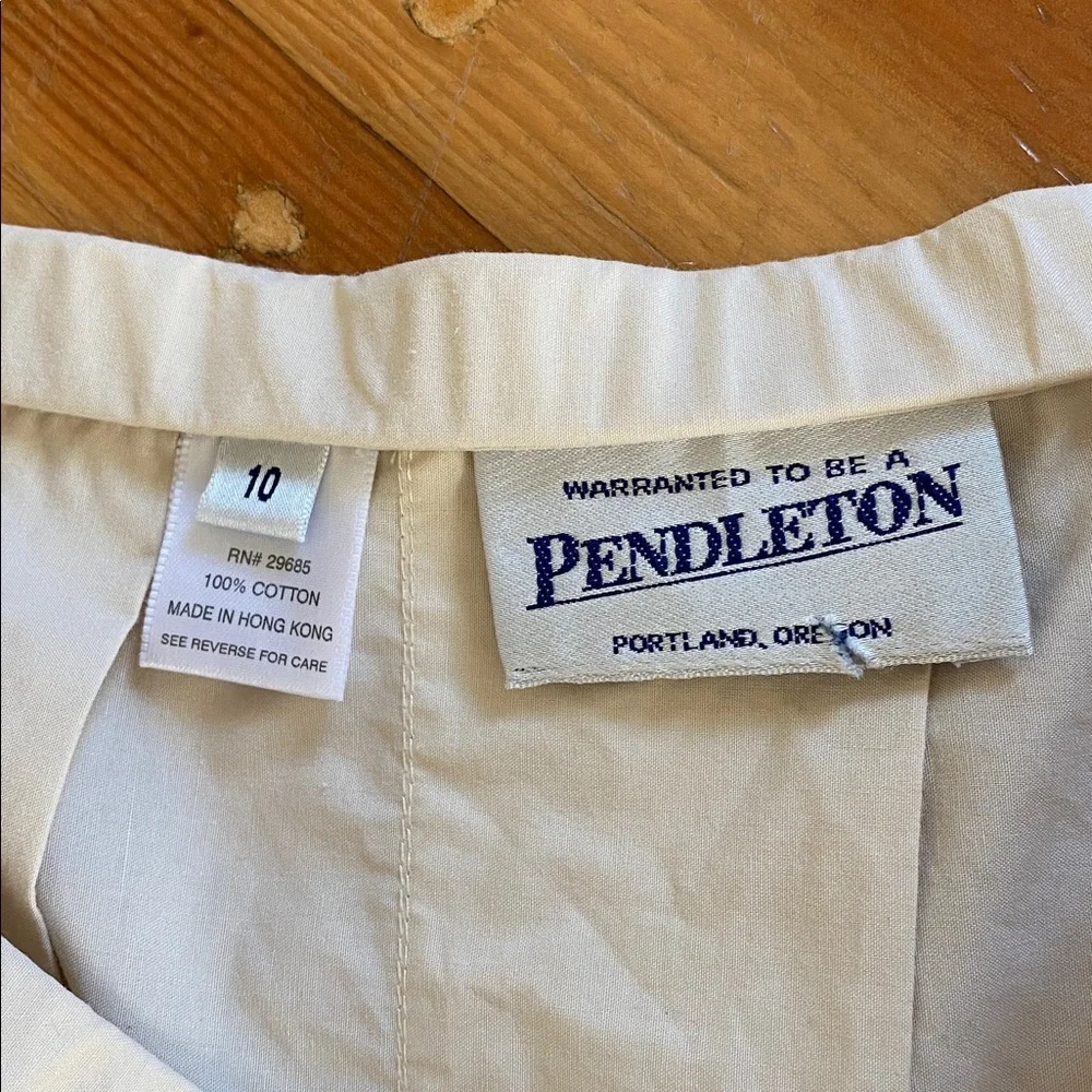 Pendleton Cream and Blue Scenic Pleated A-Line Midi Skirt 10 - Picture 3 of 5
